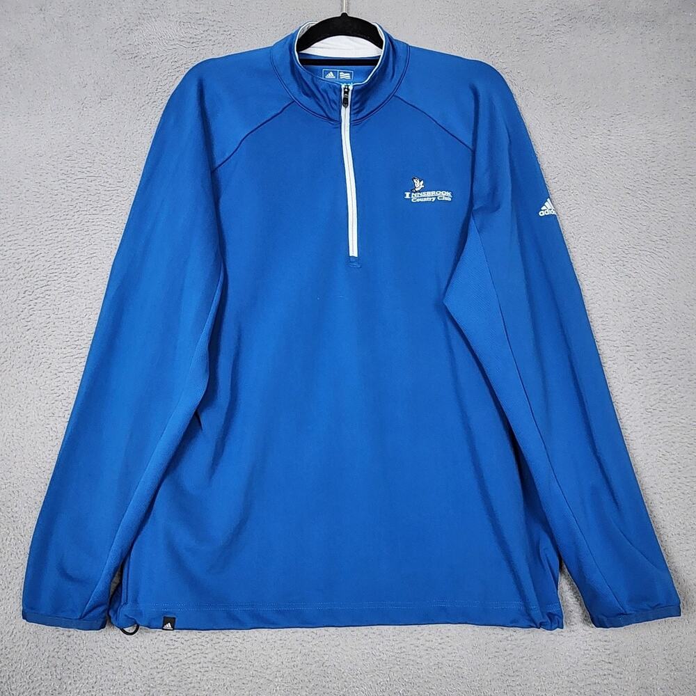 Adidas Innsbrook Country Club Pullover Mens Large Blue Climacool 1/4 Zip Golf